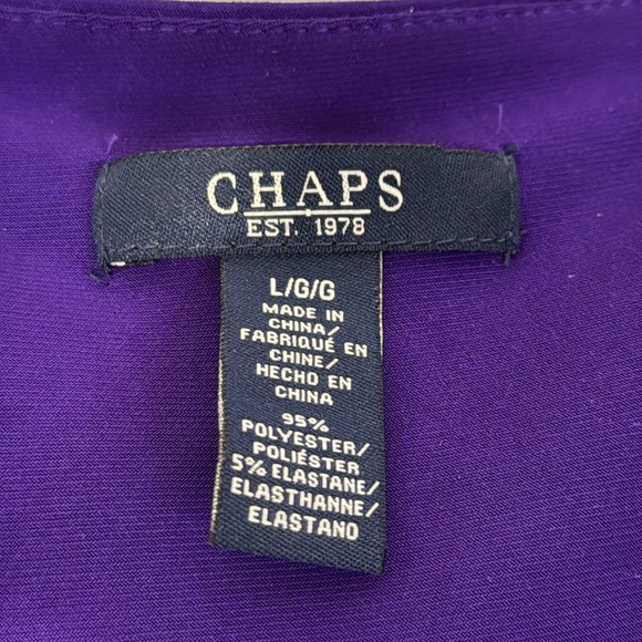 Chaps Dress Purple Ruched Midi Faux Wrap Sleeveless Sheath in Size L NWT - Picture 12 of 12